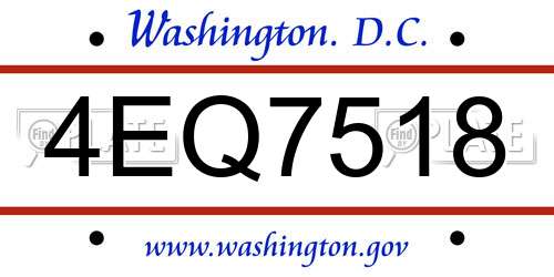 4EQ7518 District Of Columbia License Plate