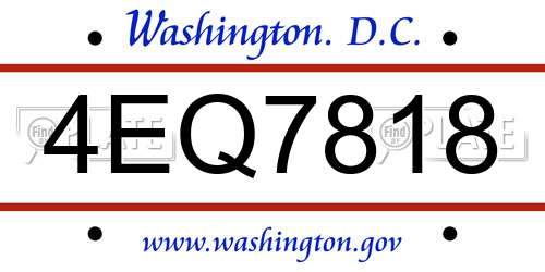 4EQ7818 District Of Columbia License Plate