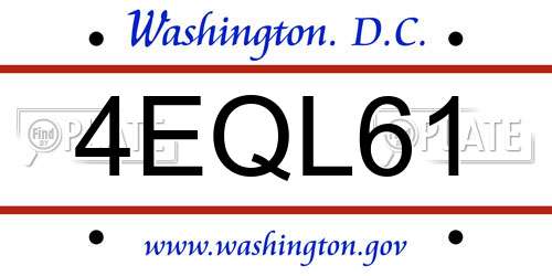 4EQL61 District Of Columbia License Plate