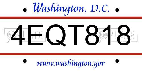 4EQT818 District Of Columbia License Plate