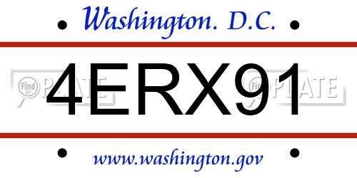 4ERX91 District Of Columbia License Plate