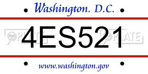 4ES521 District Of Columbia License Plate