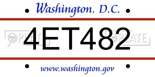 4ET482 District Of Columbia License Plate