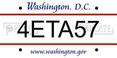 4ETA57 District Of Columbia License Plate