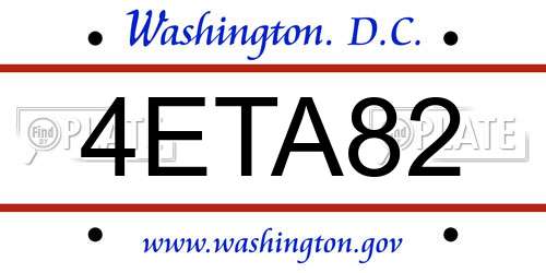 4ETA82 District Of Columbia License Plate