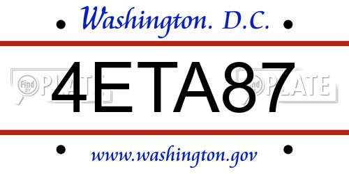 4ETA87 District Of Columbia License Plate