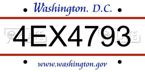 4EX4793 District Of Columbia License Plate