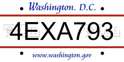 4EXA793 District Of Columbia License Plate