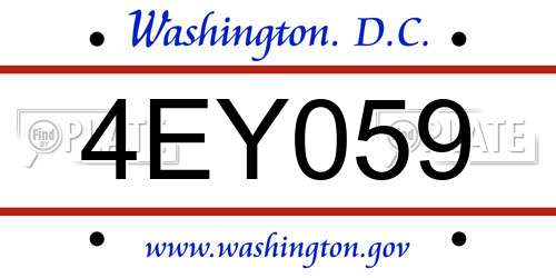 4EY059 District Of Columbia License Plate