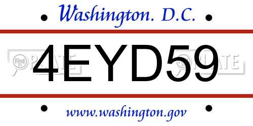4EYD59 District Of Columbia License Plate