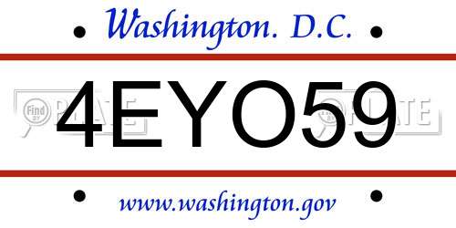 4EYO59 District Of Columbia License Plate