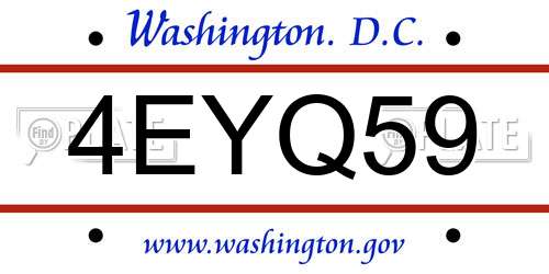 4EYQ59 District Of Columbia License Plate