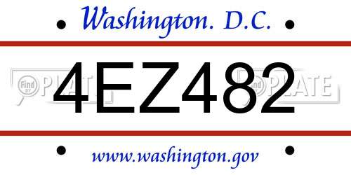 4EZ482 District Of Columbia License Plate