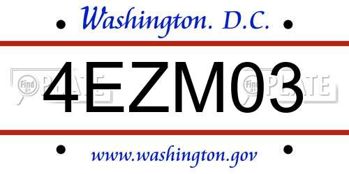 4EZM03 District Of Columbia License Plate