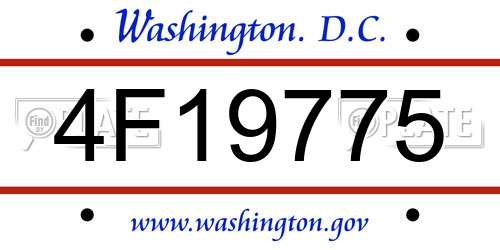 4F19775 District Of Columbia License Plate