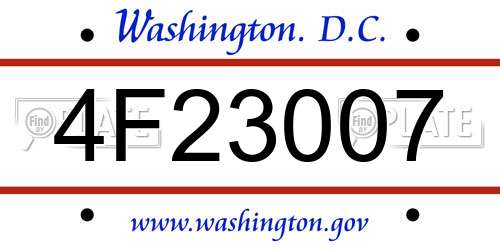 4F23007 District Of Columbia License Plate