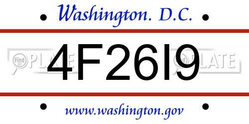 4F26I9 District Of Columbia License Plate