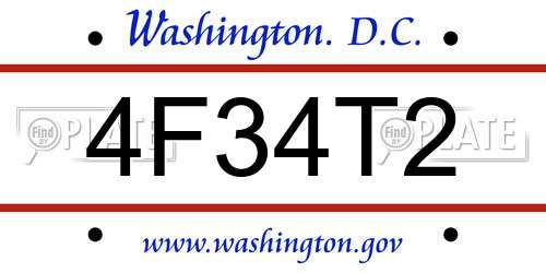 4F34T2 District Of Columbia License Plate