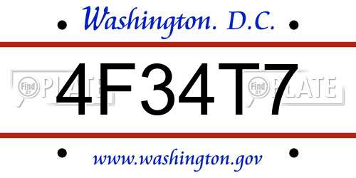 4F34T7 District Of Columbia License Plate