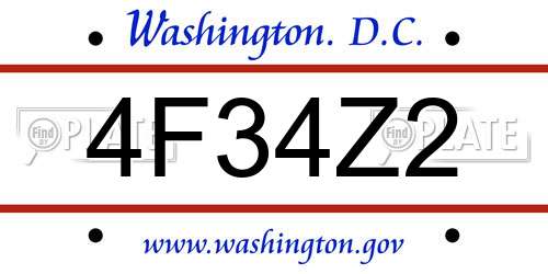 4F34Z2 District Of Columbia License Plate
