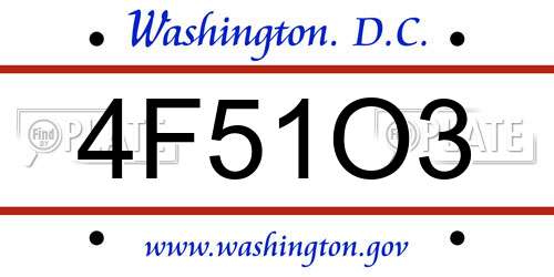 4F51O3 District Of Columbia License Plate