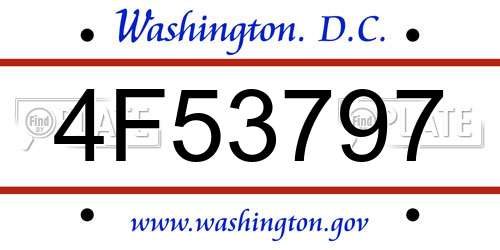 4F53797 District Of Columbia License Plate