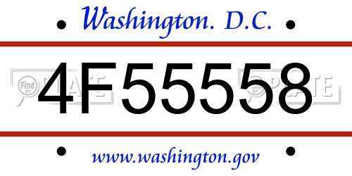 4F55558 District Of Columbia License Plate