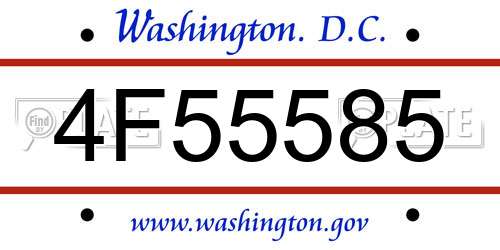 4F55585 District Of Columbia License Plate