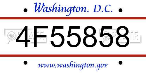 4F55858 District Of Columbia License Plate