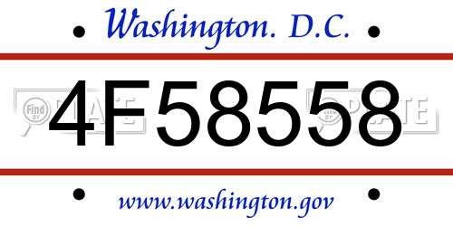 4F58558 District Of Columbia License Plate