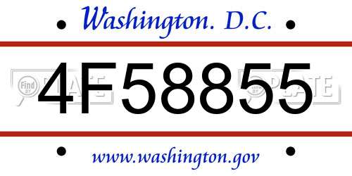 4F58855 District Of Columbia License Plate