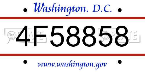 4F58858 District Of Columbia License Plate