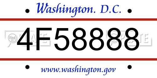 4F58888 District Of Columbia License Plate