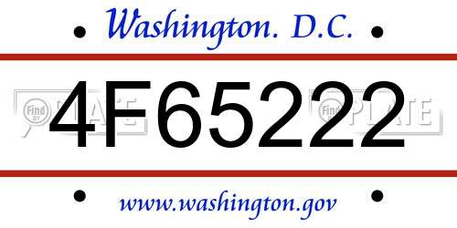 4F65222 District Of Columbia License Plate