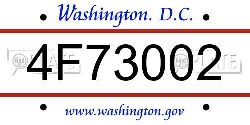 4F73002 District Of Columbia License Plate