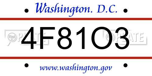 4F81O3 District Of Columbia License Plate