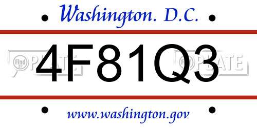 4F81Q3 District Of Columbia License Plate