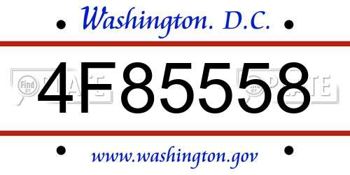 4F85558 District Of Columbia License Plate