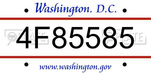 4F85585 District Of Columbia License Plate