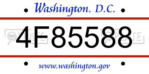 4F85588 District Of Columbia License Plate