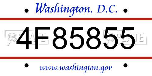 4F85855 District Of Columbia License Plate