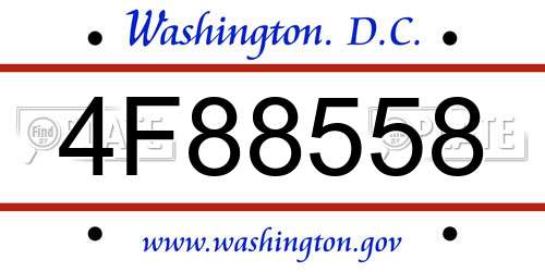 4F88558 District Of Columbia License Plate