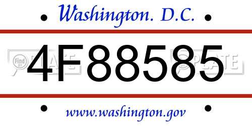 4F88585 District Of Columbia License Plate