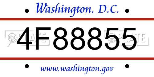 4F88855 District Of Columbia License Plate