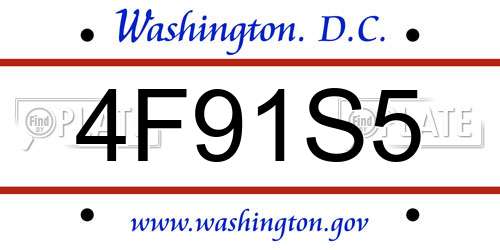 4F91S5 District Of Columbia License Plate