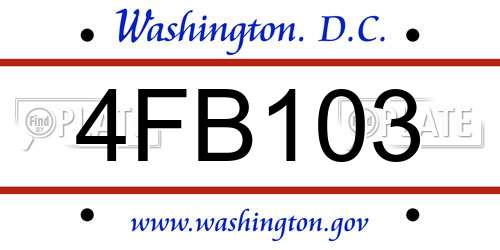4FB103 District Of Columbia License Plate