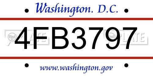 4FB3797 District Of Columbia License Plate