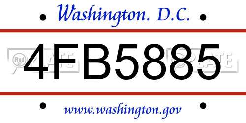 4FB5885 District Of Columbia License Plate