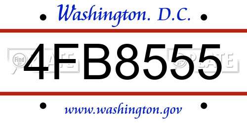 4FB8555 District Of Columbia License Plate