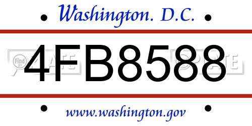 4FB8588 District Of Columbia License Plate